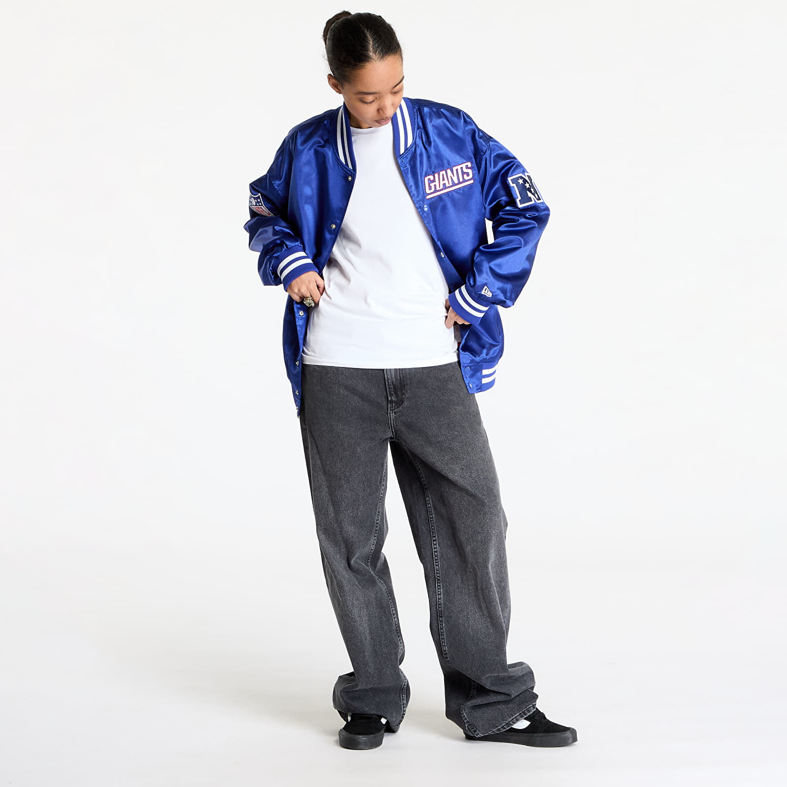 Men's bombers New Era New York Giants NFL Satin Bomber Jacket UNISEX Calming Blue/ White