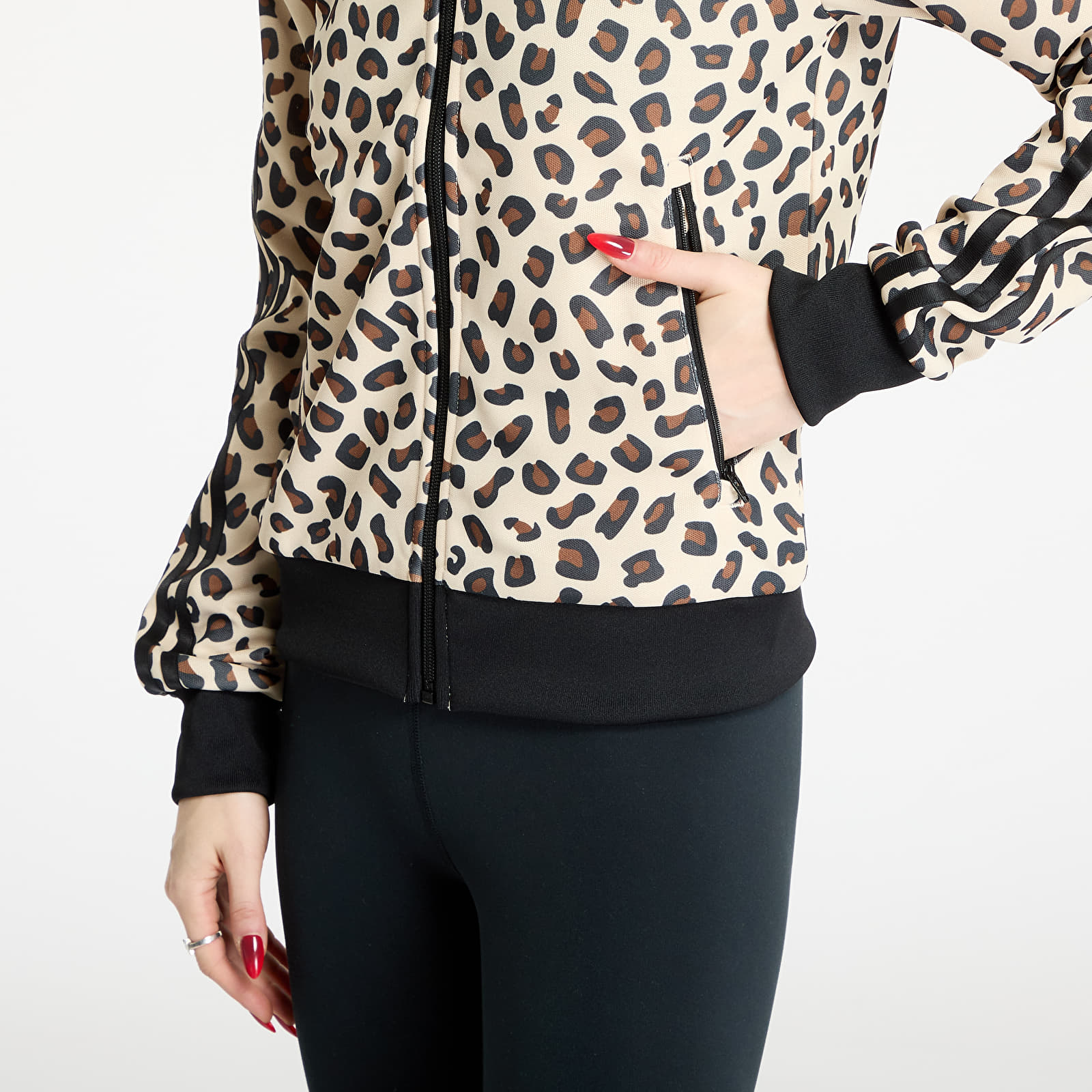 Jachete pentru femei adidas Leopard Firebird Track Top Black