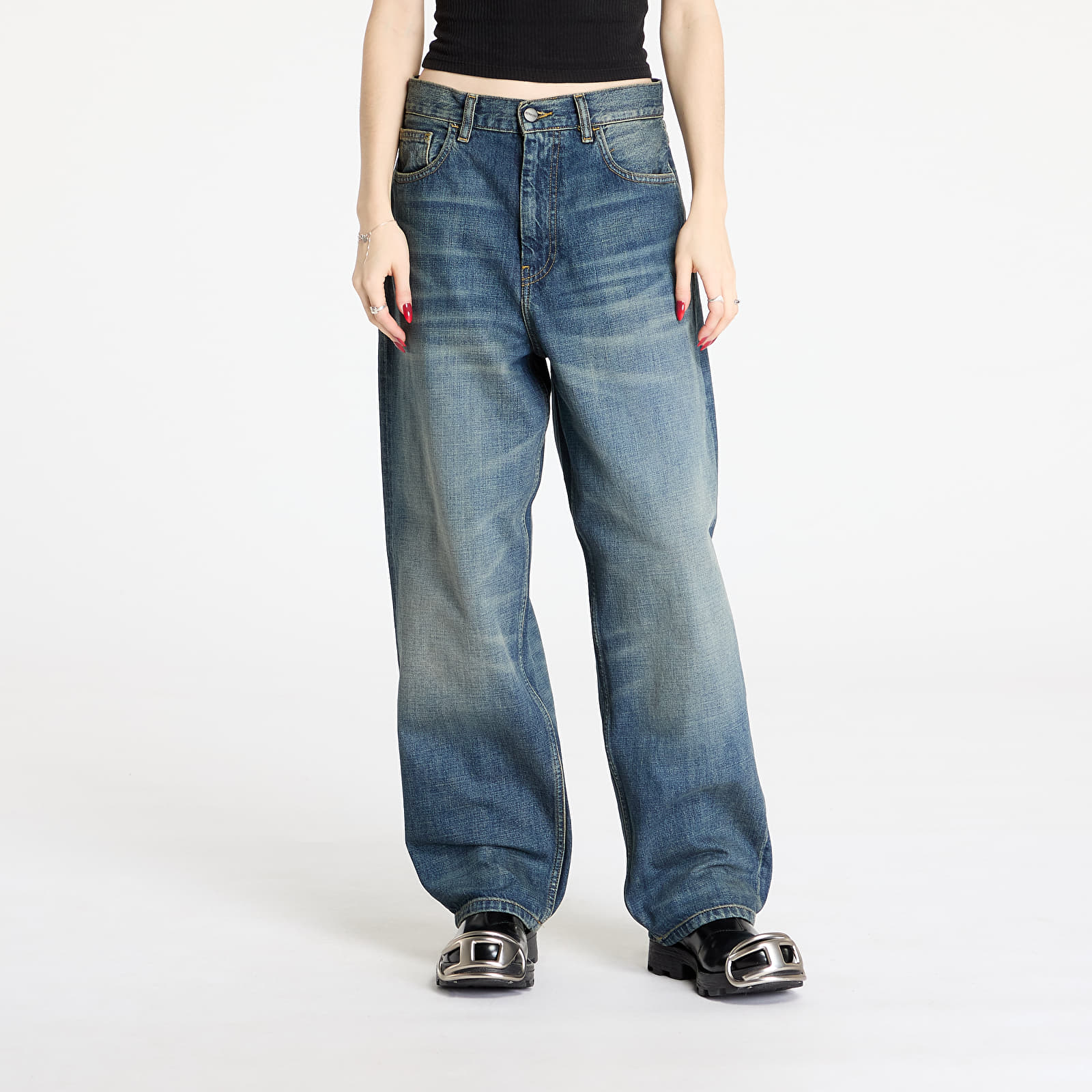 Women's jeans Carhartt WIP W' Brandon Pant Blue Worn Used Wash