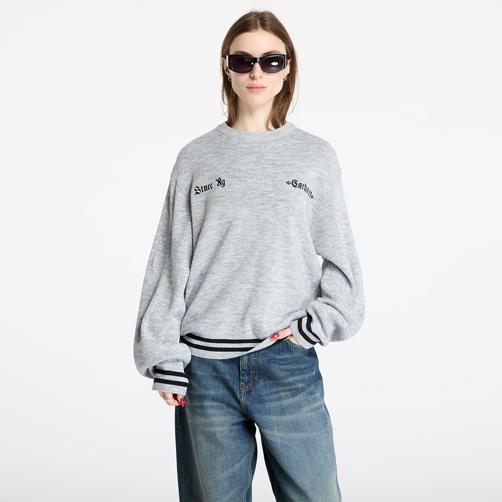 Мъжки пуловери Carhartt WIP Greatest Hits Sweater UNISEX Ash Heather/ Black