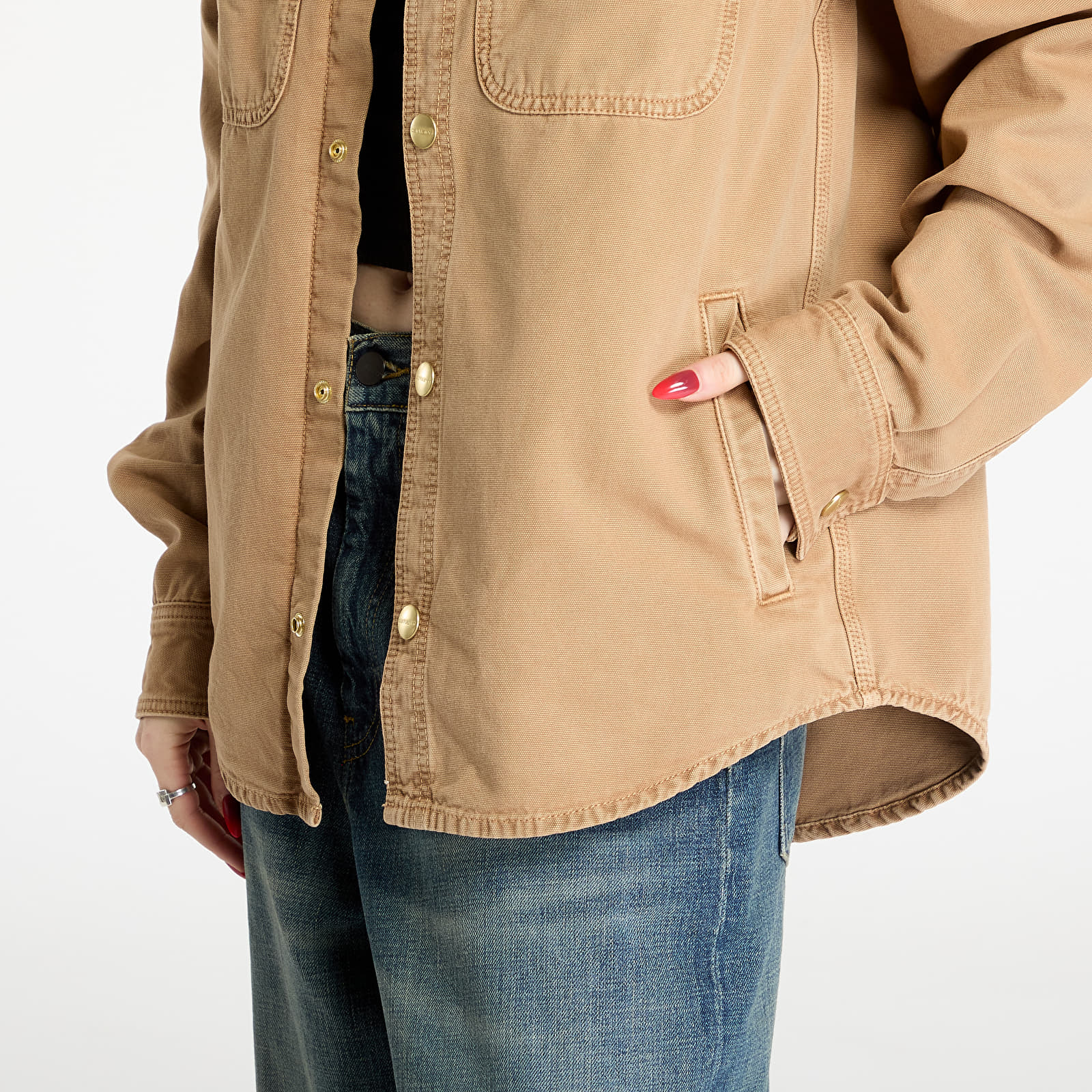Camisas para hombre Carhartt WIP Conro Shirt Jac UNISEX Peanut Stone Dyed