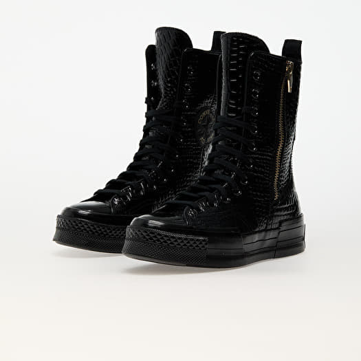 Converse Chuck 70 Plus Xhi Leather Black/ Black/ Light Gold | Queens