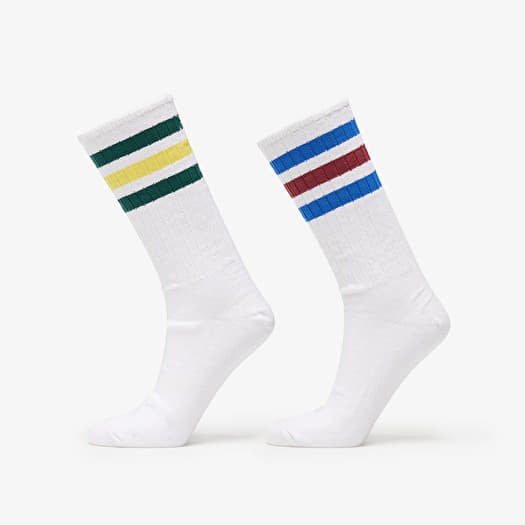 adidas 3 Stripes Ribbed Crew Socks 2-Pack White/ Multicolor