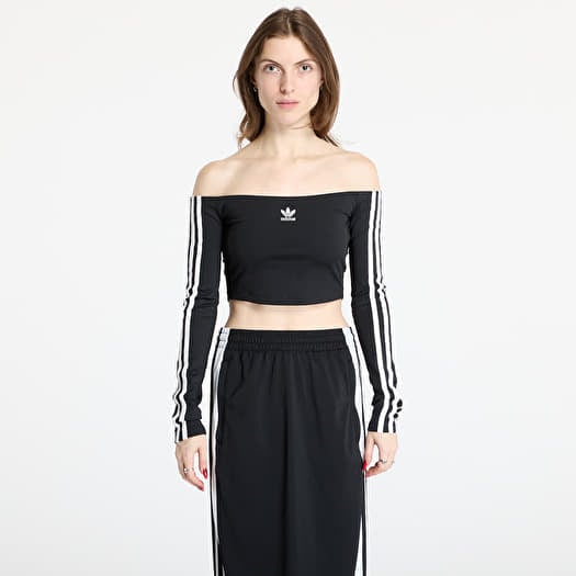adidas Adicolor Off Shoulder Long Sleeve Top Black