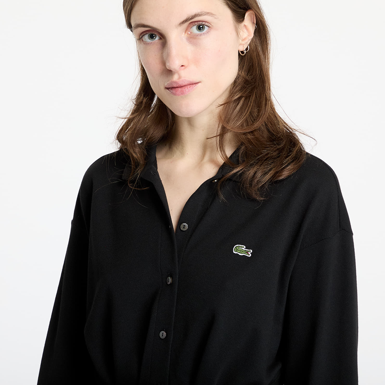 Kjoler LACOSTE Relaxed Fit Piqué Polo Dress Black