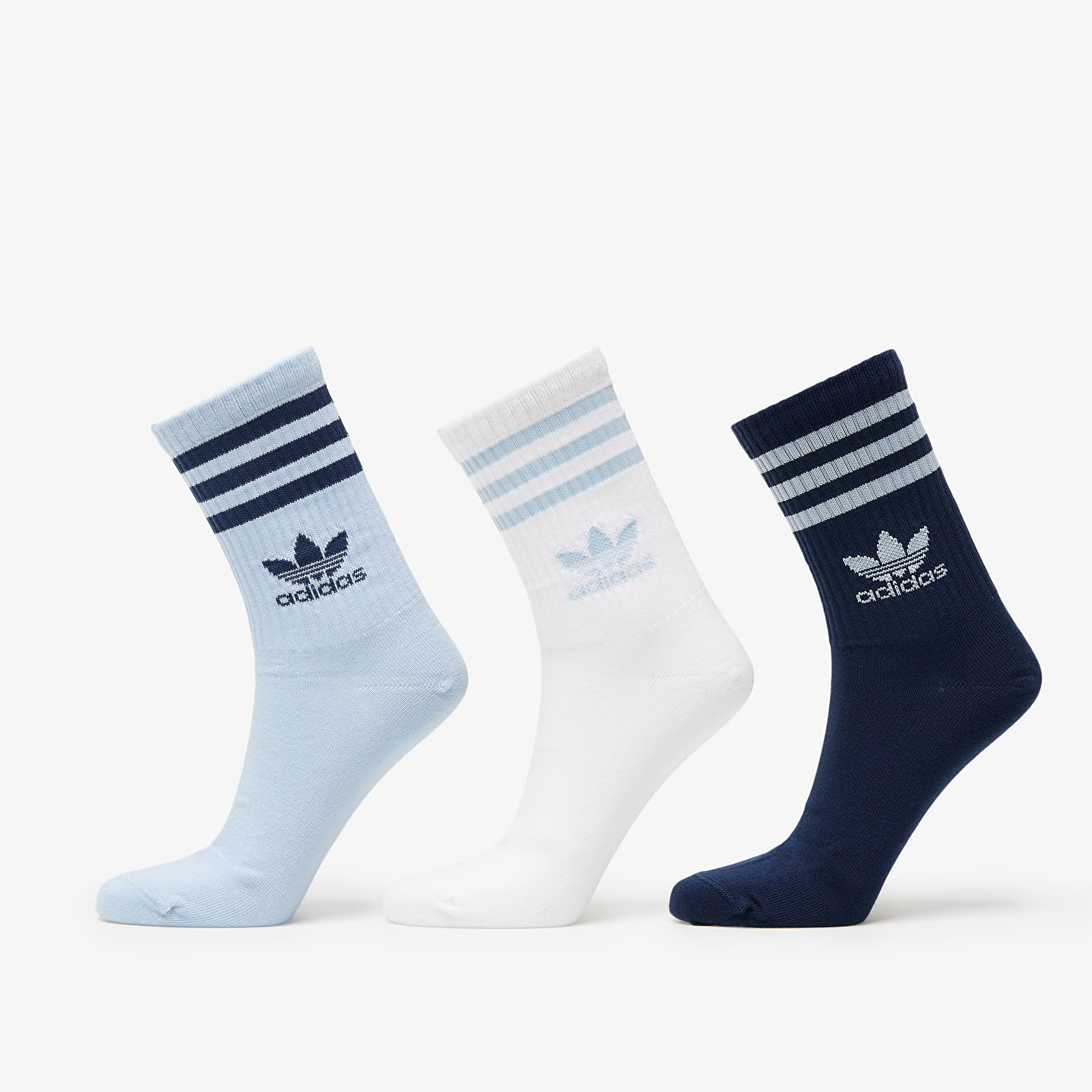 Férfi zoknik adidas 3 Stripes Crew Sock 3-Pack Wonder Blue/ Night Indigo/ White