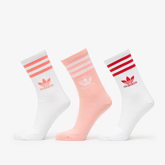 adidas 3 Stripes Crew Sock 3-Pack White/ Glow Pink/ White