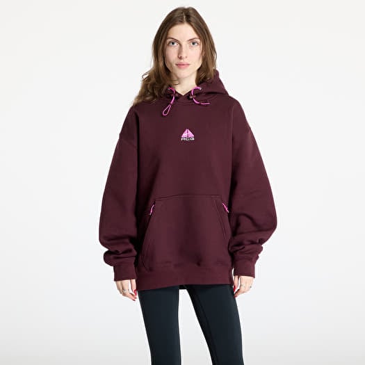 Hanorac Nike ACG Therma-FIT Fleece Pullover Hoodie UNISEX Burgundy Crush/ Summit White