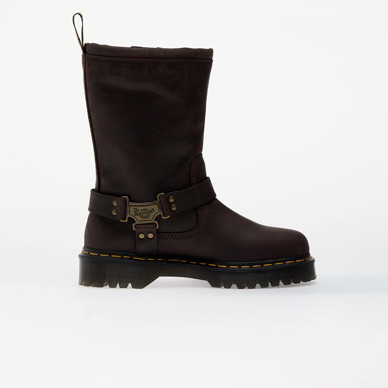 Men's sneakers and shoes Dr. Martens Anistone Hi Dark Brown Burnished Waxy Pull Up