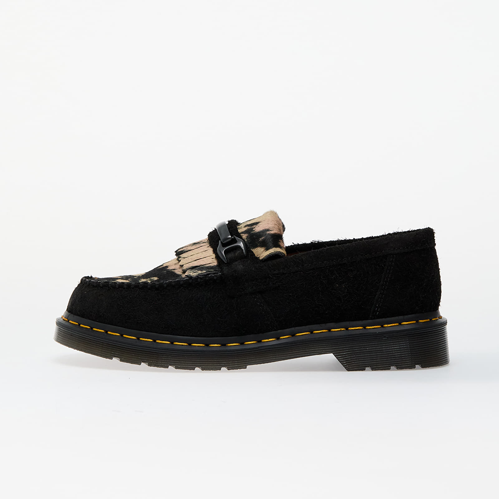 Men's sneakers and shoes Dr. Martens Adrian Snaffle Black Long Napped Suede & Black/Beige Contrast Hair On