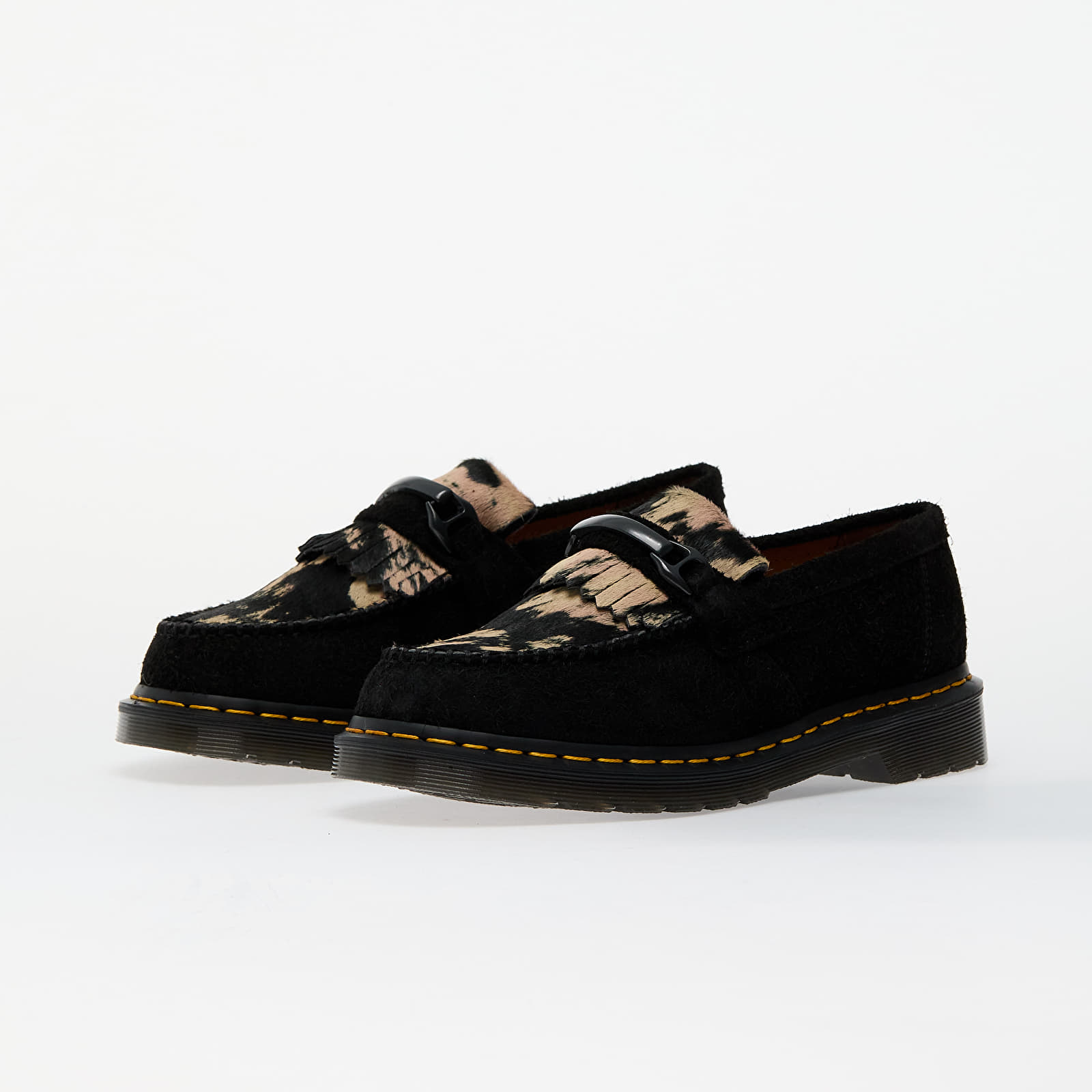 Men's sneakers and shoes Dr. Martens Adrian Snaffle Black Long Napped Suede & Black/Beige Contrast Hair On