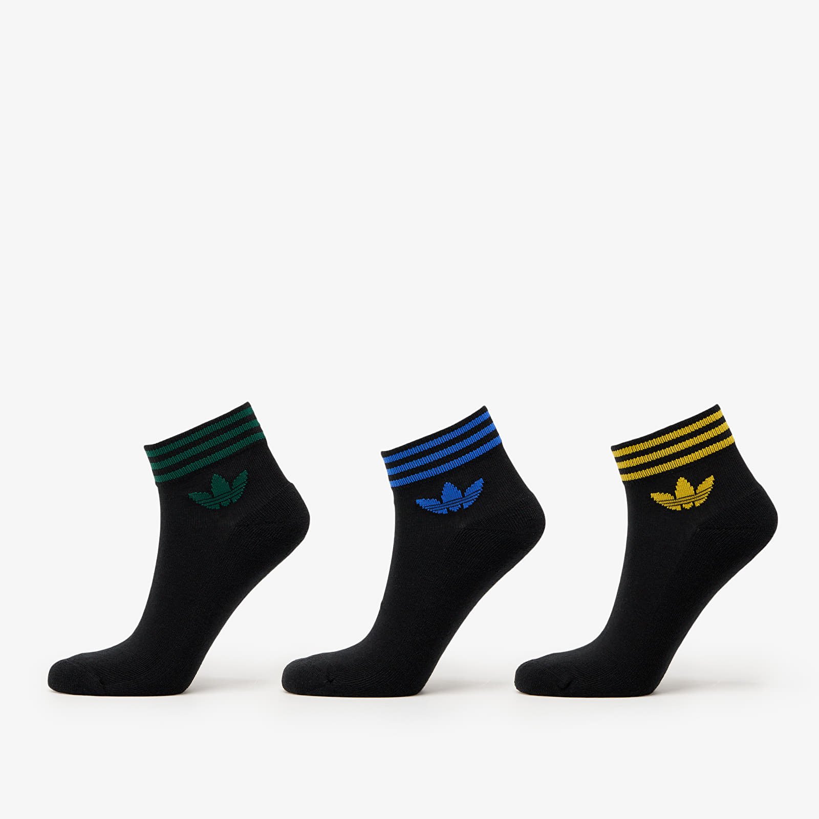 Skarpety męskie adidas Trefoil Ankle Half-Cushioned Socks 3-Pack Black/ Collegiate Green/ Blue/ Crew Yellow