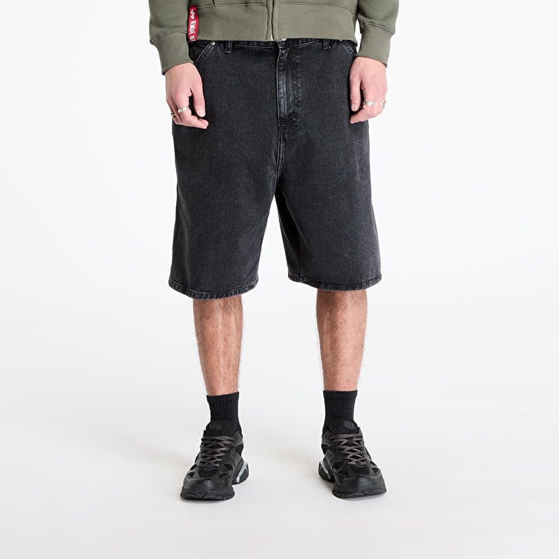Šortky Carhartt WIP Rivet Short Black Stone Washed