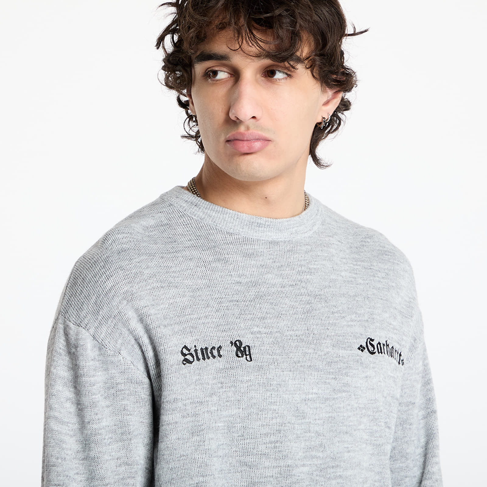Мъжки пуловери Carhartt WIP Greatest Hits Sweater UNISEX Ash Heather/ Black