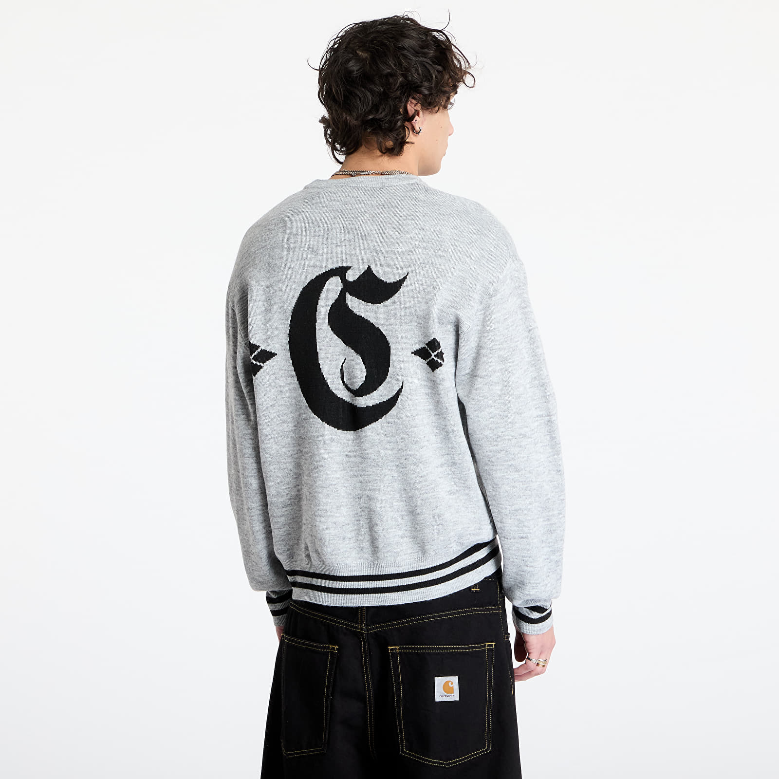 Мъжки пуловери Carhartt WIP Greatest Hits Sweater UNISEX Ash Heather/ Black