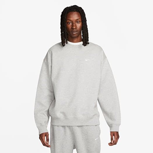 Hanorac Nike Solo Swoosh Men's Fleece Crew Dk Grey Heather/ White