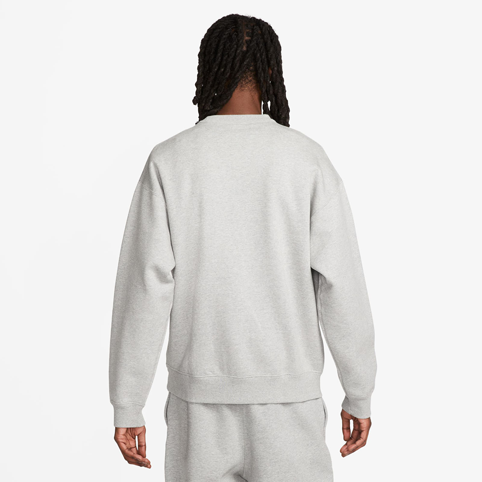 Sudaderas Nike Solo Swoosh Men's Fleece Crew Dk Grey Heather/ White