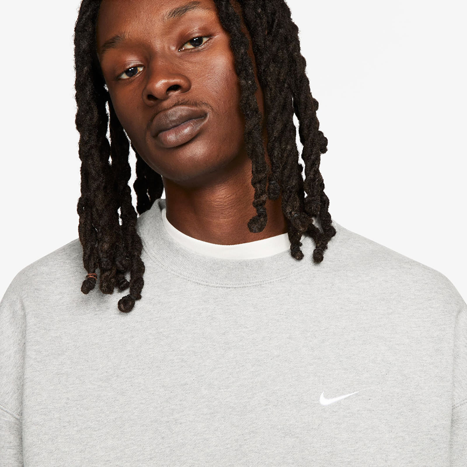 Sudaderas Nike Solo Swoosh Men's Fleece Crew Dk Grey Heather/ White