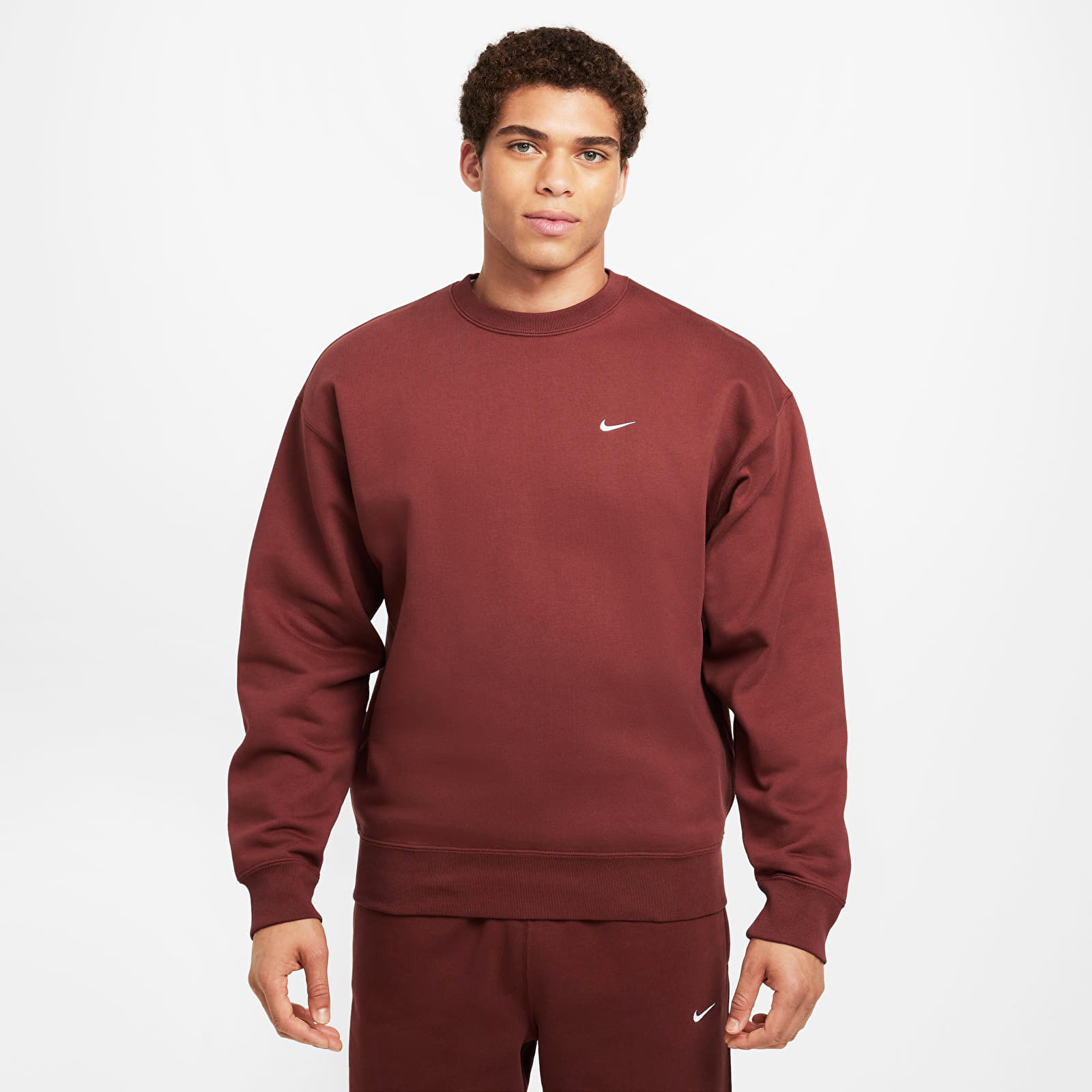 Bluzy Nike Solo Swoosh Men's Fleece Crew Dark Pony/ White