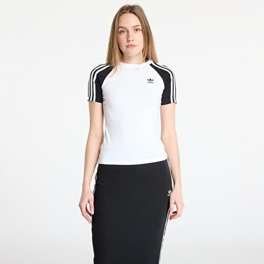 Tricou adidas Adicolor 3 Stripe Raglan Slim Tee White/ Black