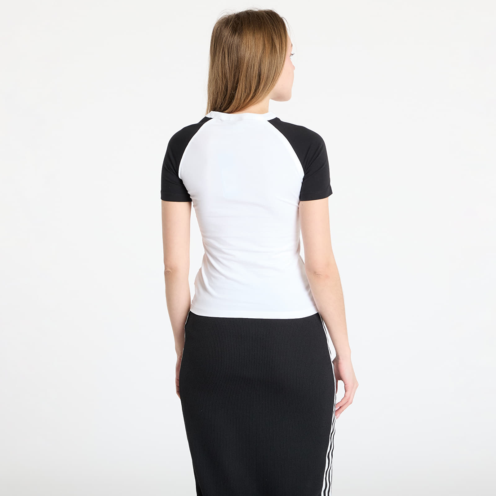 Camisetas de mujer adidas Adicolor 3 Stripe Raglan Slim Tee White/ Black