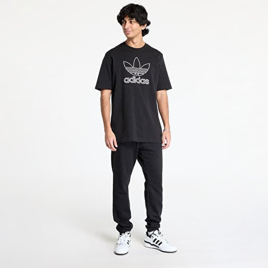 Magliette da uomo adidas Adicolor Outline Trefoil Tee Black Queens