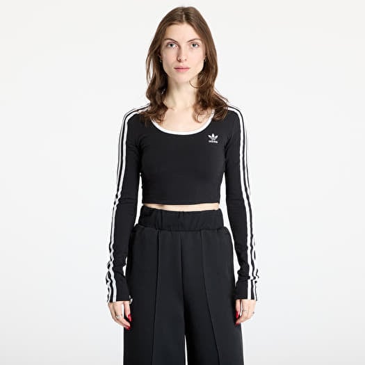 Top adidas Adicolor 3 Stripes Long Sleeve Crop Black