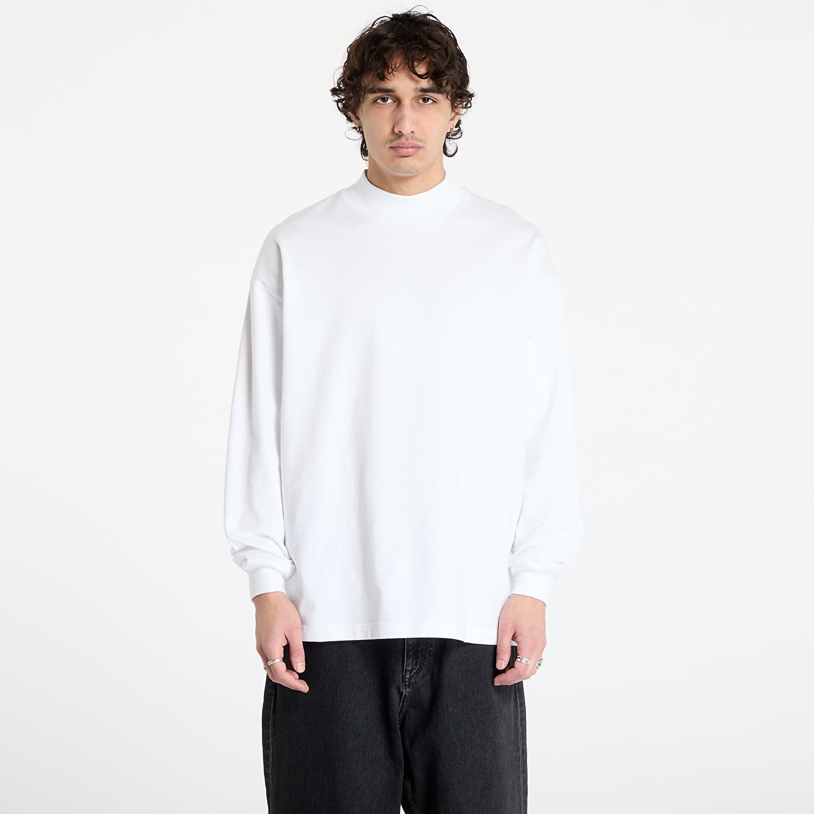 Moške majice Carhartt WIP Long Sleeve Script Mockneck T-Shirt UNISEX White