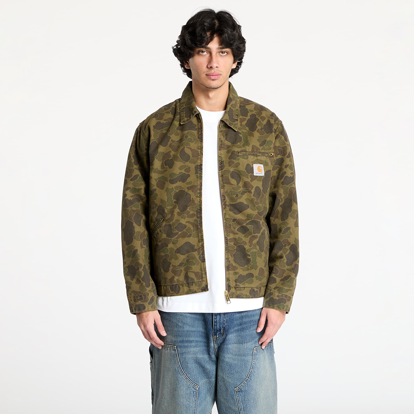 Kurtki męskie Carhartt WIP Duck Detroit Jacket UNISEX Camo Duck/ Green/ Office Green Garment Dyed