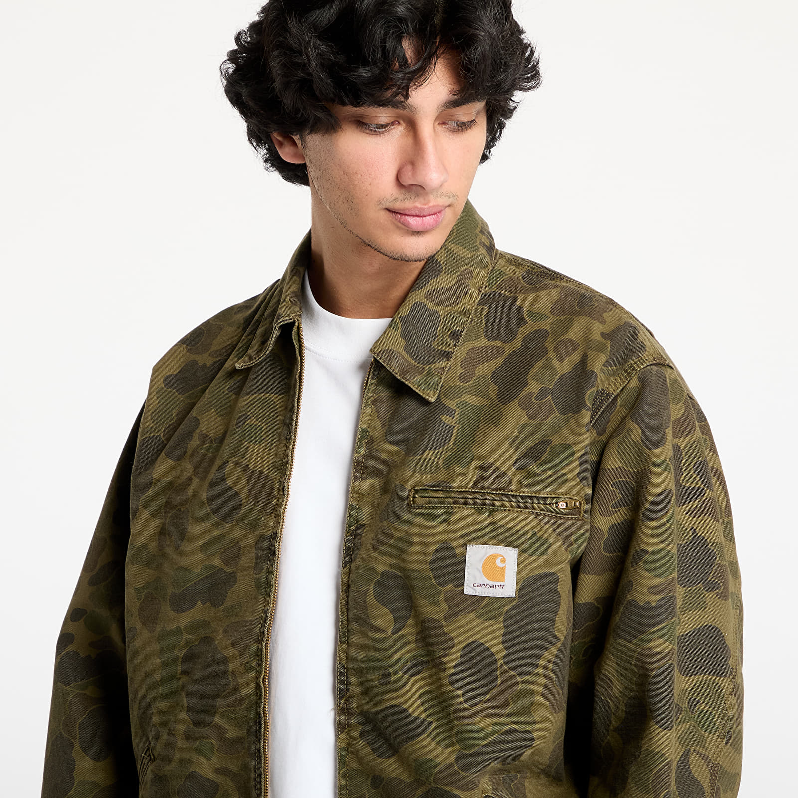 Kurtki męskie Carhartt WIP Duck Detroit Jacket UNISEX Camo Duck/ Green/ Office Green Garment Dyed