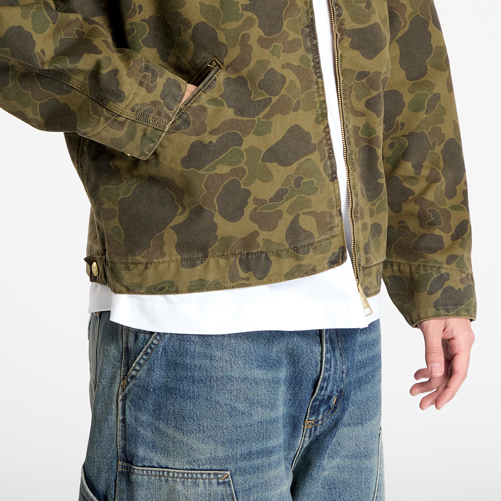 Kurtki męskie Carhartt WIP Duck Detroit Jacket UNISEX Camo Duck/ Green/ Office Green Garment Dyed