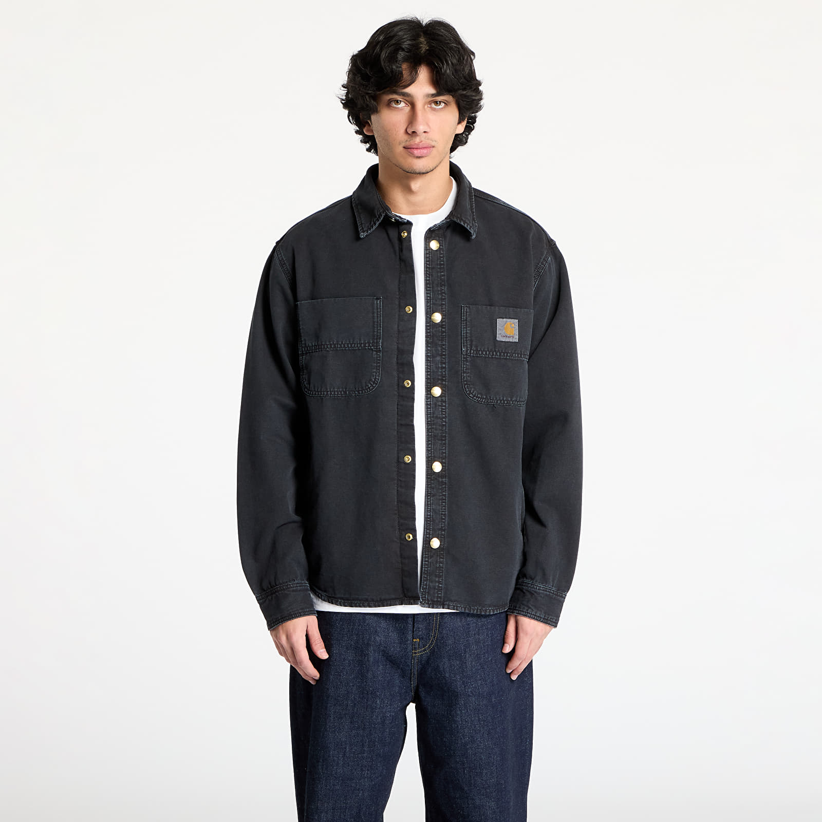 Men's shirts Carhartt WIP Conro Shirt Jacket UNISEX Black Stone Dyed