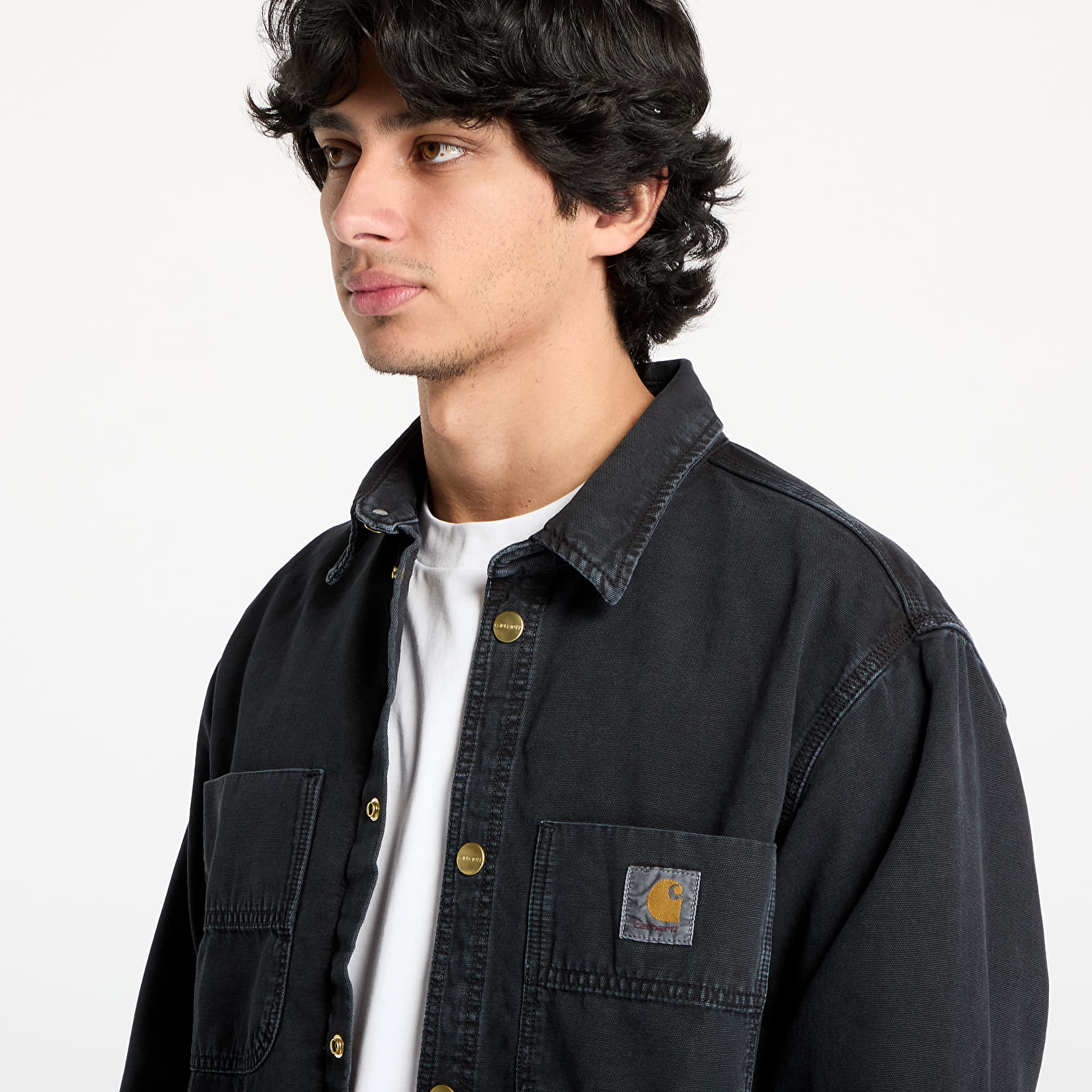 Men's shirts Carhartt WIP Conro Shirt Jacket UNISEX Black Stone Dyed