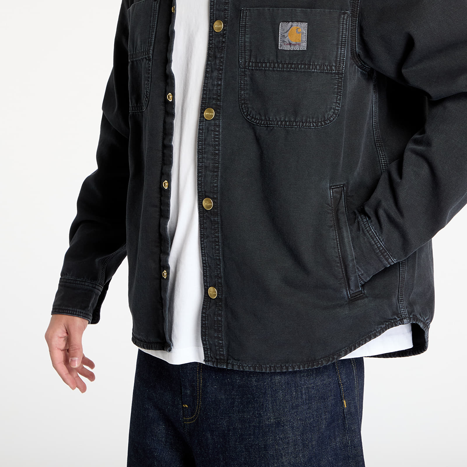 Men's shirts Carhartt WIP Conro Shirt Jacket UNISEX Black Stone Dyed