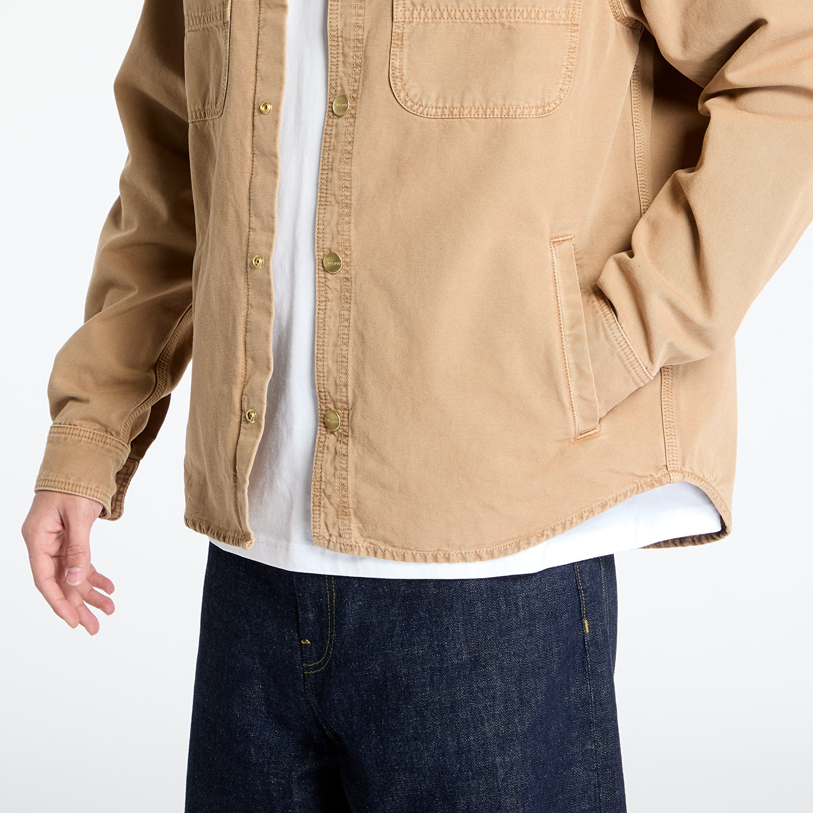 Camisas para hombre Carhartt WIP Conro Shirt Jac UNISEX Peanut Stone Dyed