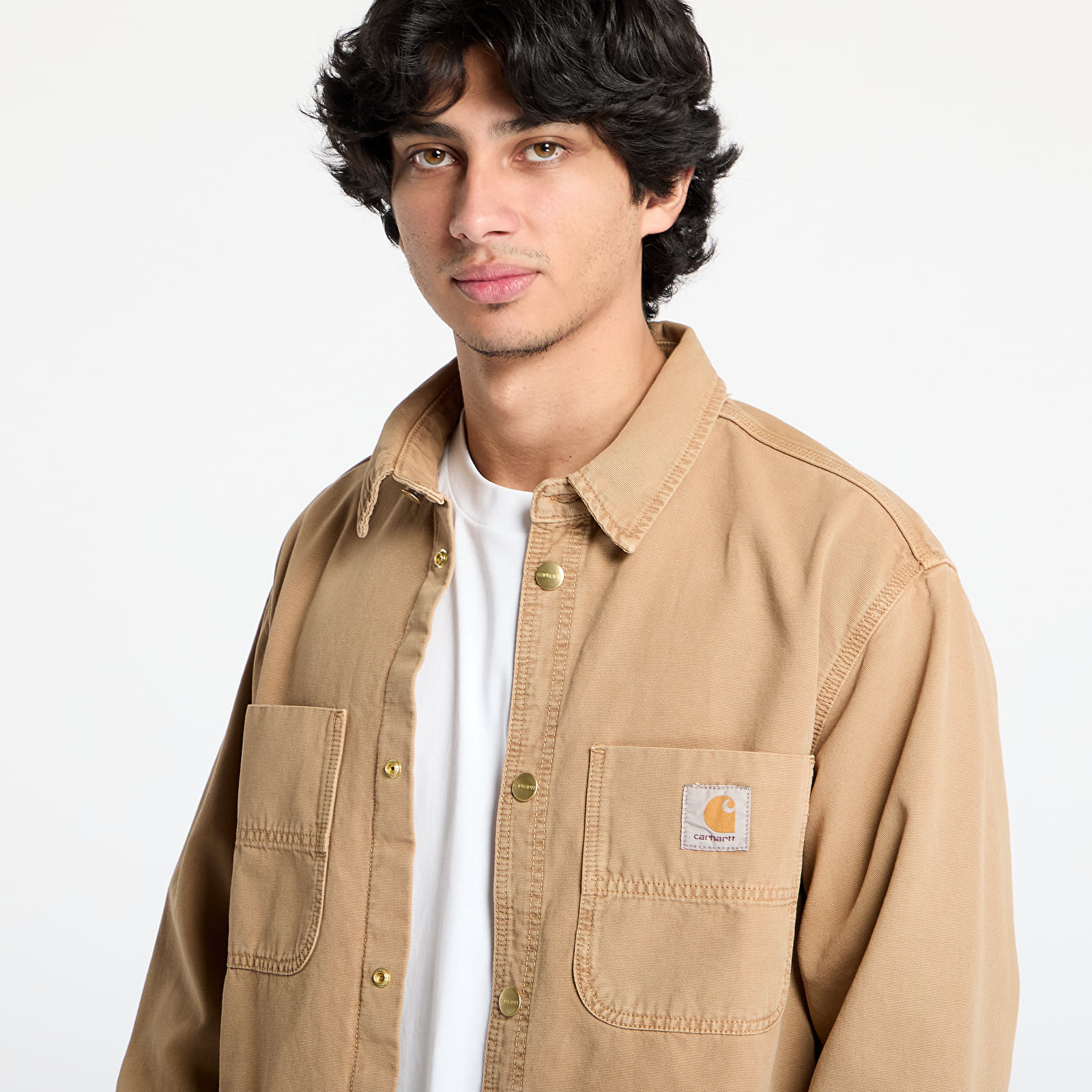 Camisas para hombre Carhartt WIP Conro Shirt Jac UNISEX Peanut Stone Dyed