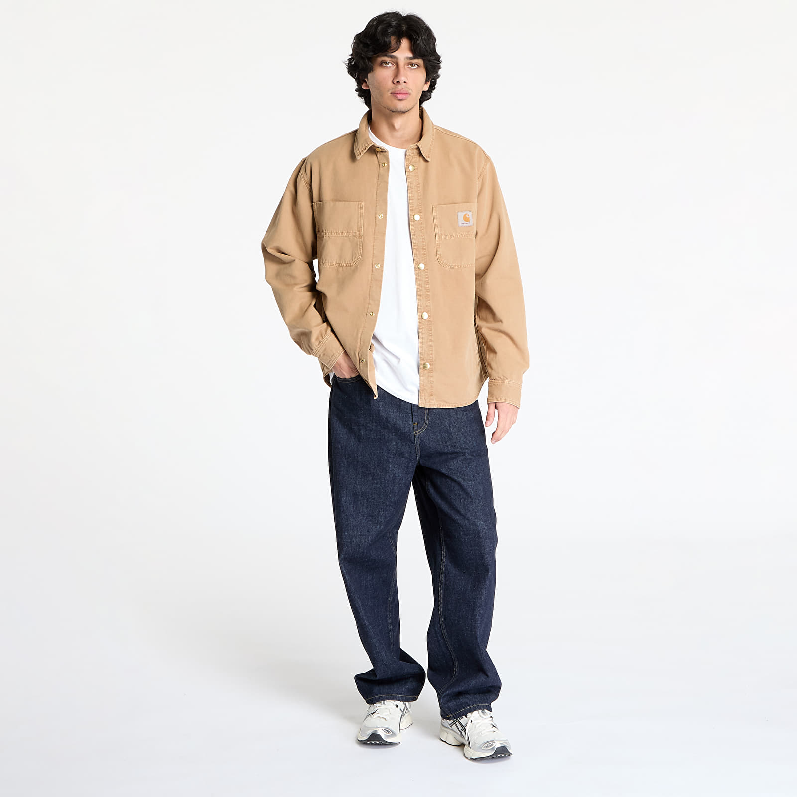 Camisas para hombre Carhartt WIP Conro Shirt Jac UNISEX Peanut Stone Dyed