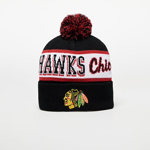 Šešir Mitchell & Ness NHL Block Sweep Pom Knit Chicago Blackhawks Black