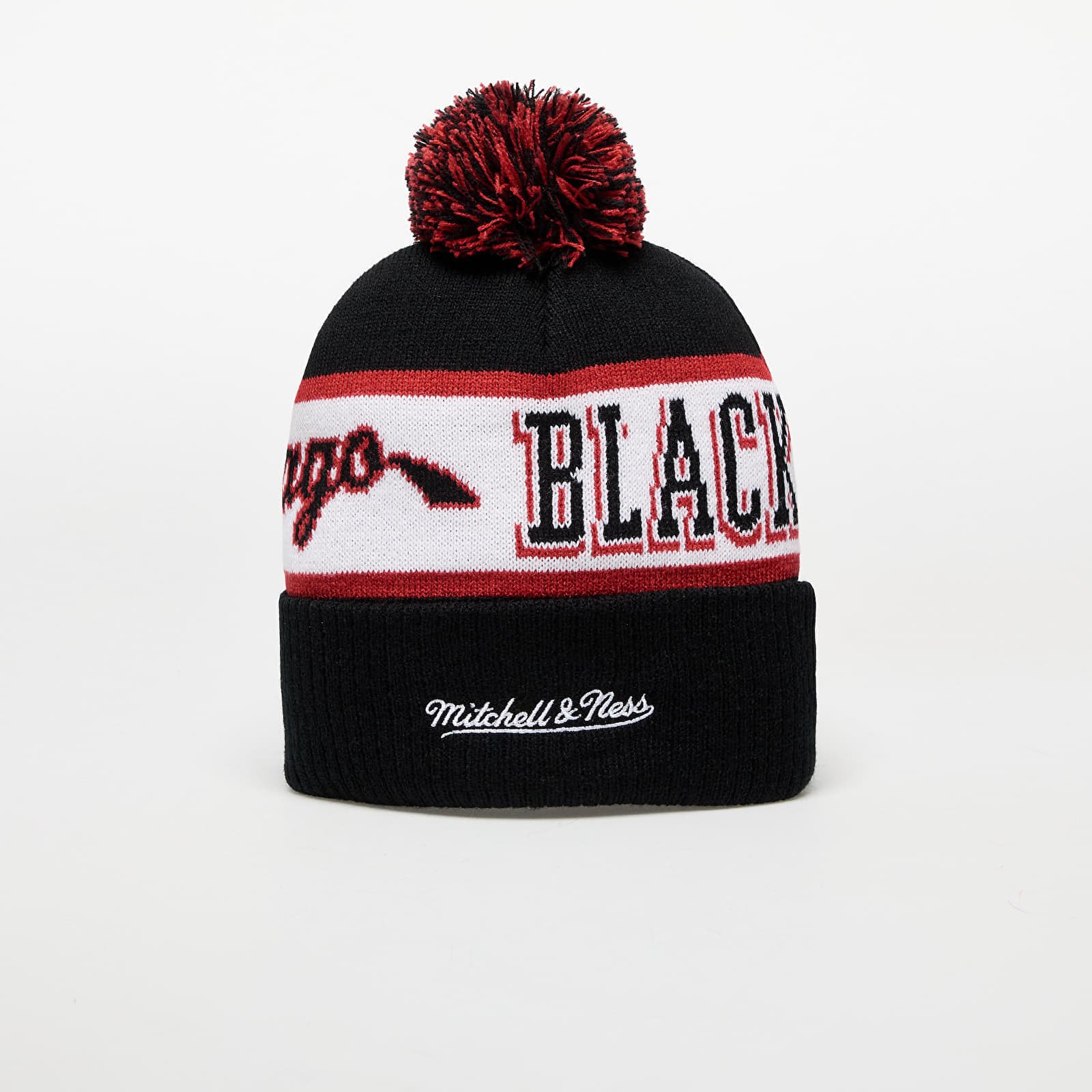 Căciulă Mitchell & Ness NHL Block Sweep Pom Knit Chicago Blackhawks Black - 1 | YEO