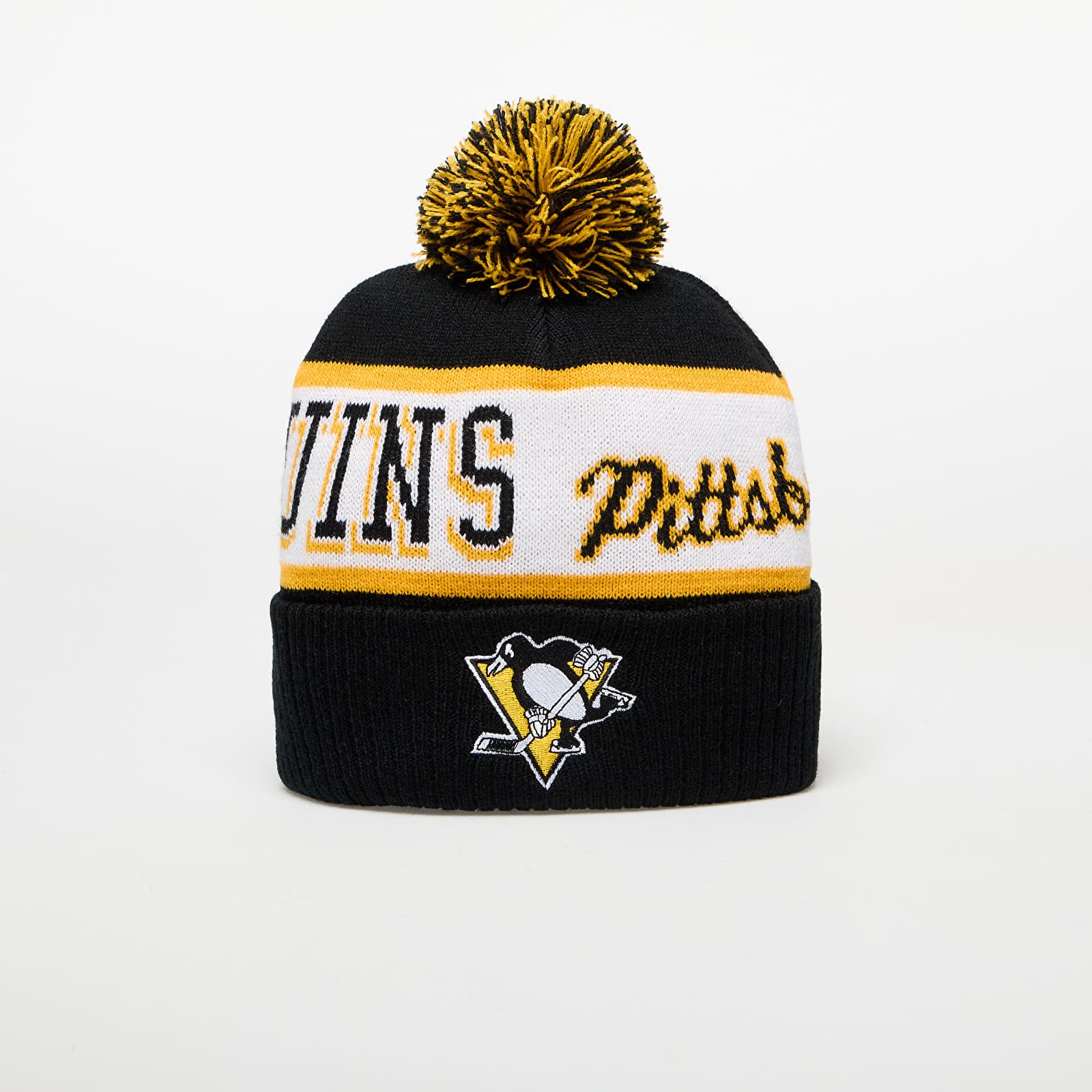 Mütsid Mitchell & Ness NHL Block Sweep Pom Knit Pittsburgh Penguins Black