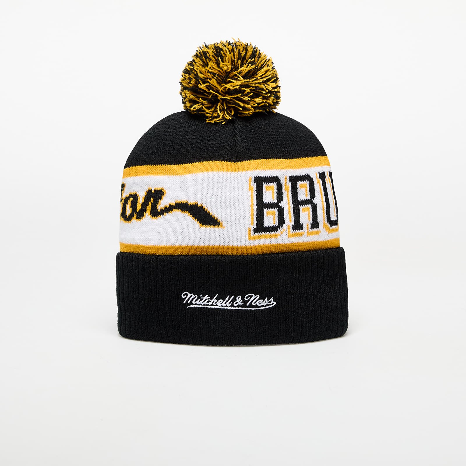 Mütsid Mitchell & Ness NHL Block Sweep Pom Knit Boston Bruins Black