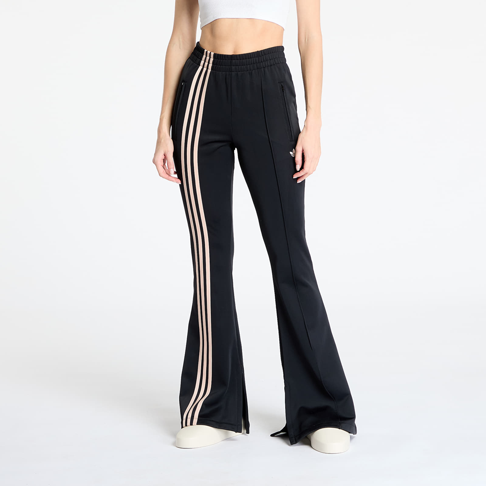 Damskie spodnie dresowe adidas 3 Stripes Flared Firebird Trackpant Black