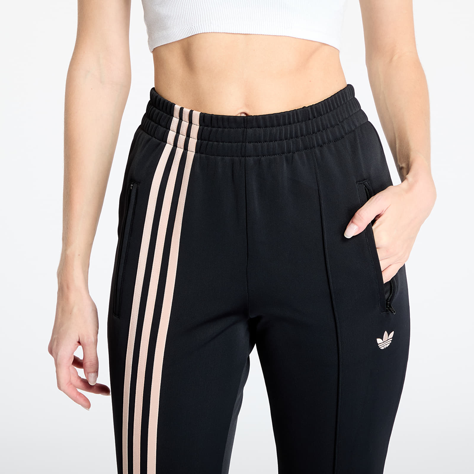 Damskie spodnie dresowe adidas 3 Stripes Flared Firebird Trackpant Black