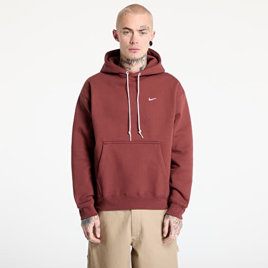 Nike Solo Swoosh Men's Fleece Pullover Hoodie Dark Pony/ White