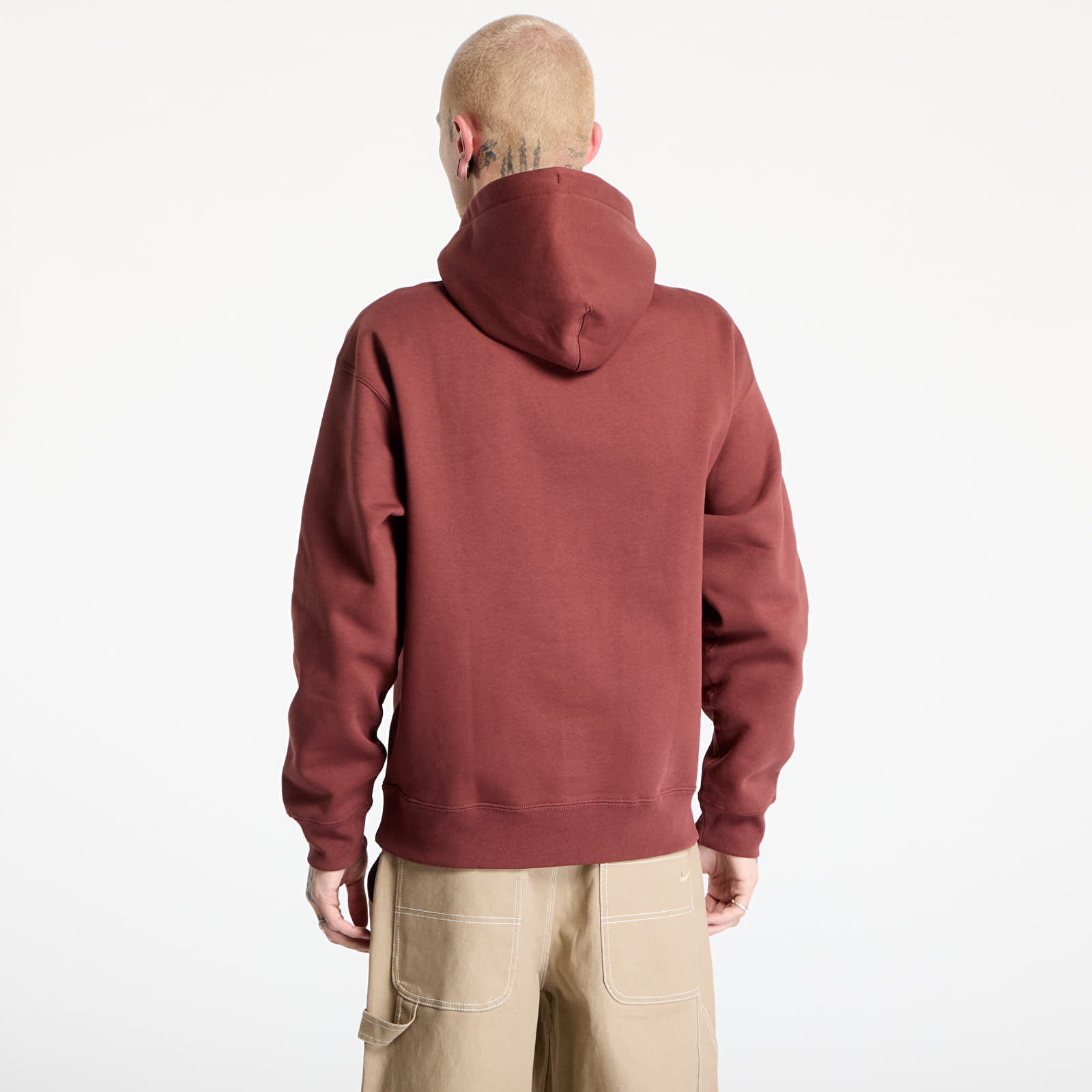 Férfi pulóverek Nike Solo Swoosh Men's Fleece Pullover Hoodie Dark Pony/ White