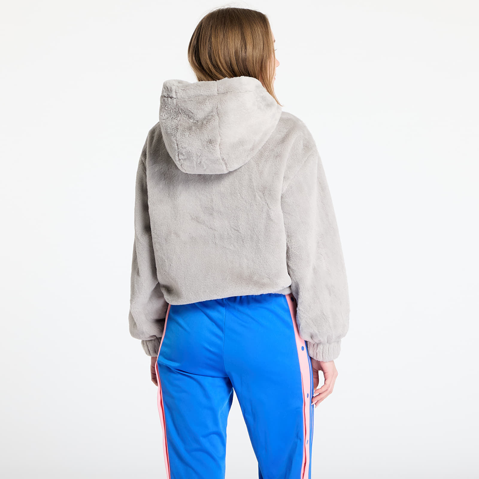 Chaquetas Karl Kani Metal Signature Vegan Fur Zip Hoodie Jacket Light Grey