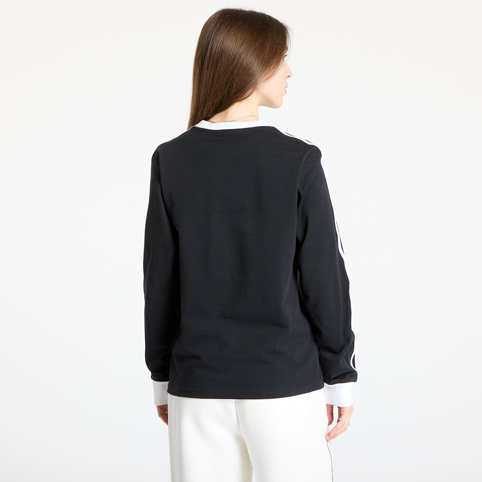 Camisetas de mujer adidas Adicolor 3 Stripe Regular Long Sleeve Black