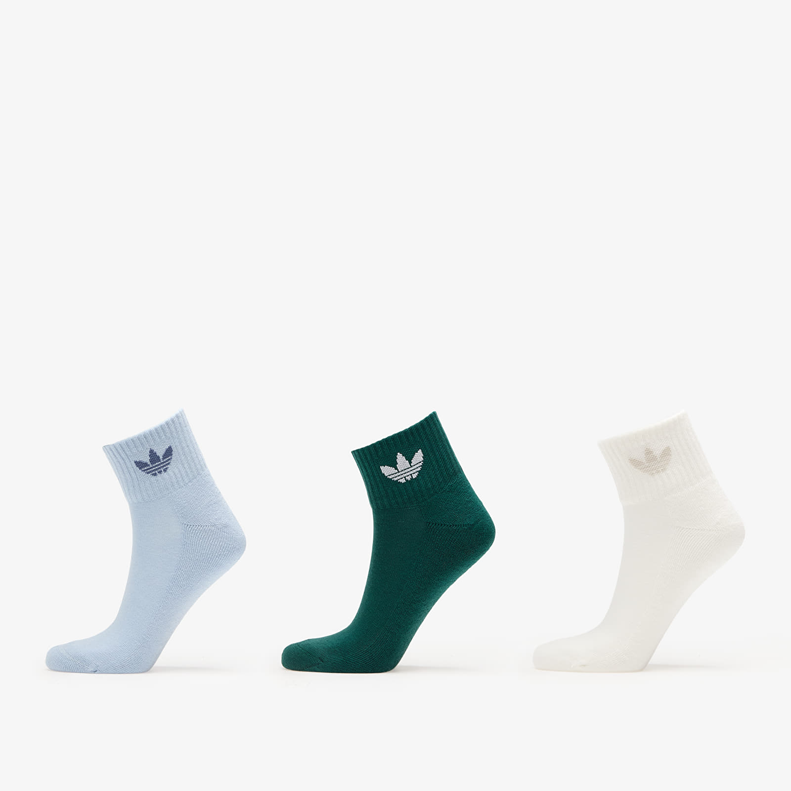 Men's socks adidas Mid Ankle Sock 3-Pack Off White/ Collegiate Green/ Wonder Blue