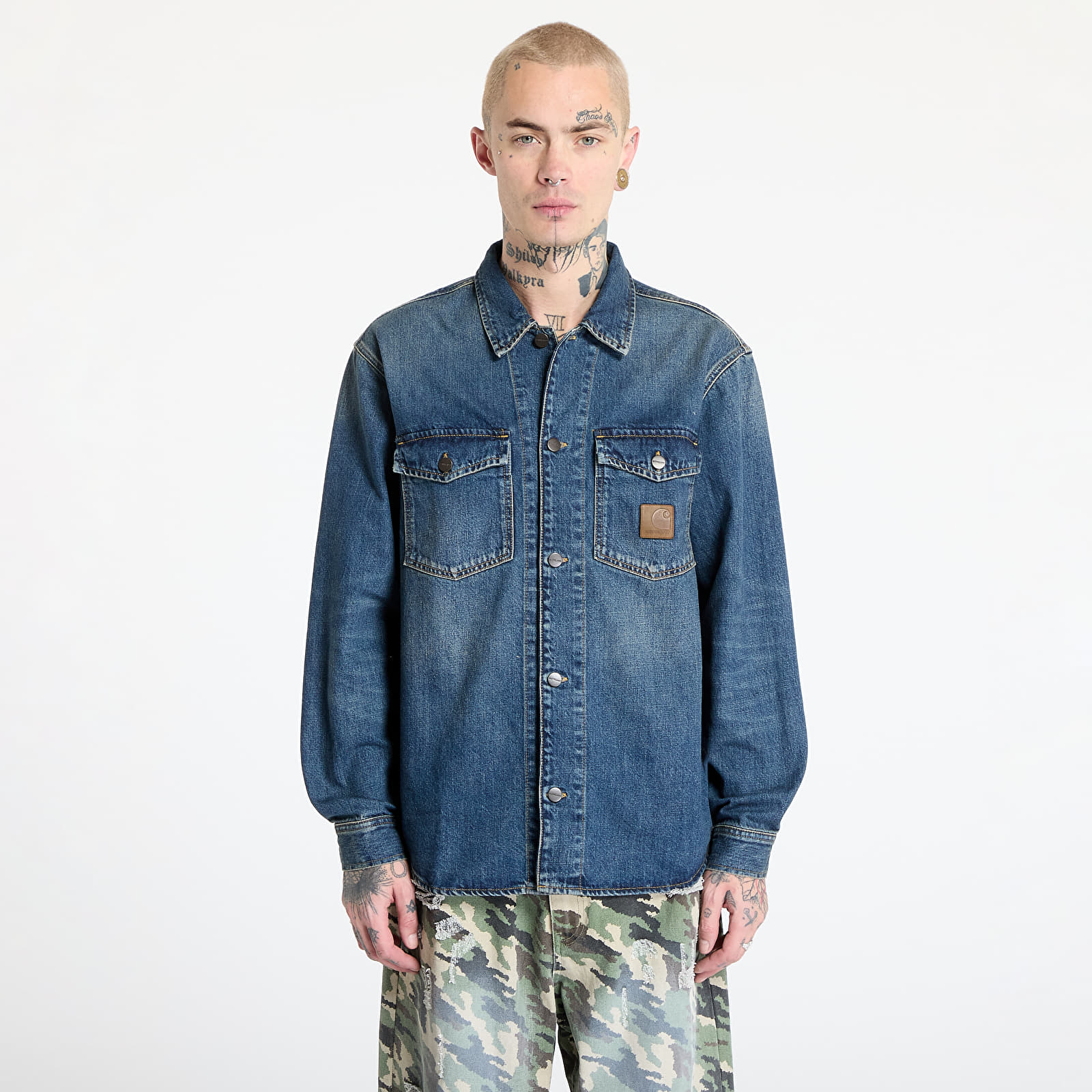 Üleriided Carhartt WIP Lincoln Shirt Jacket UNISEX Blue Worn Used Wash