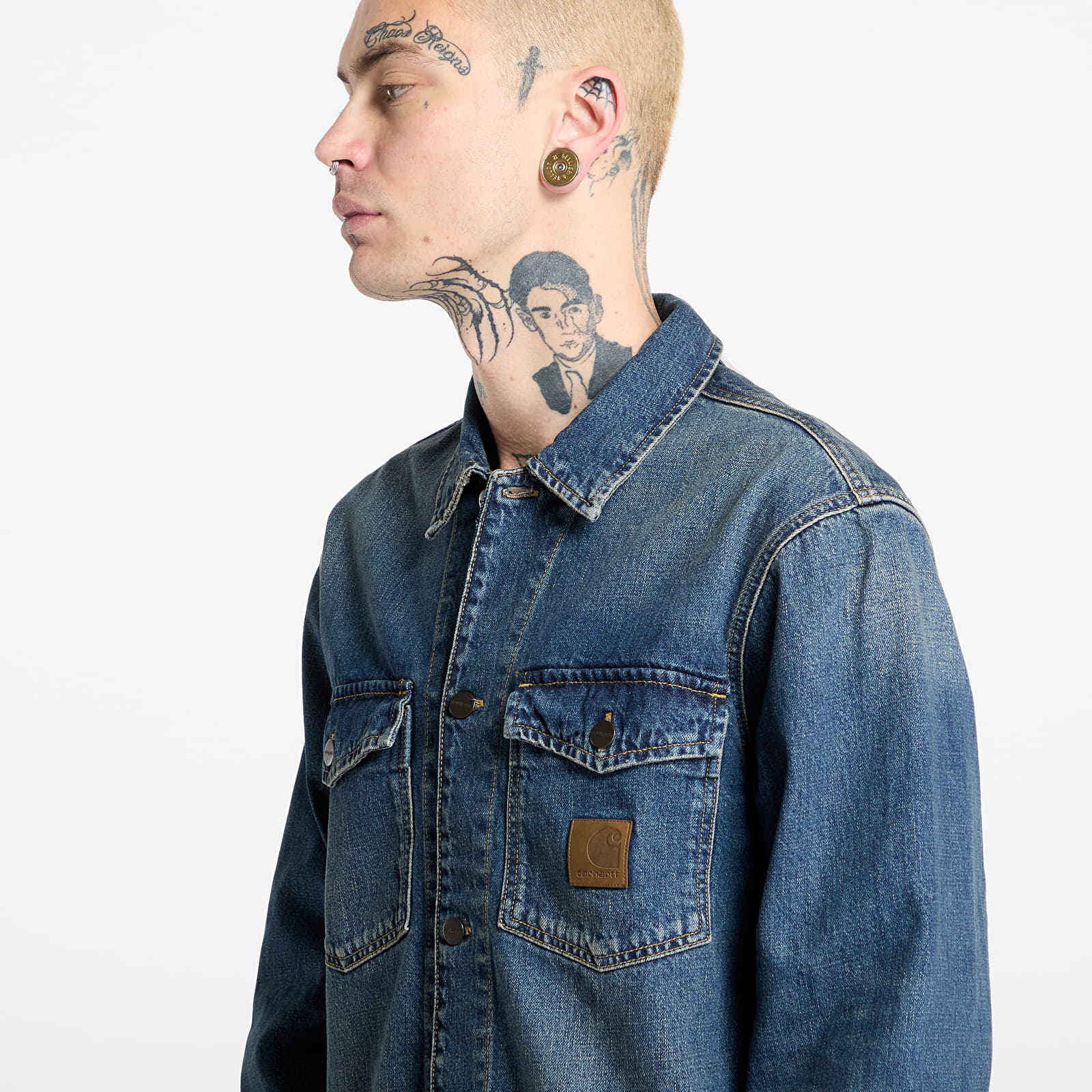 Üleriided Carhartt WIP Lincoln Shirt Jacket UNISEX Blue Worn Used Wash